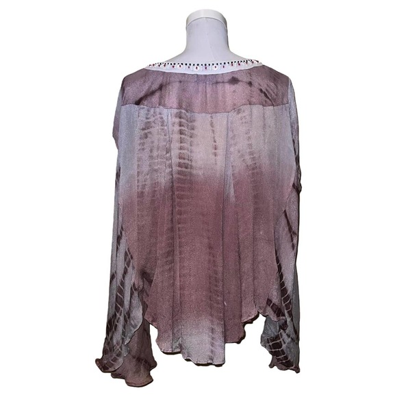 Letarte Handmade Silk Beaded Blouse Size Medium - Picture 3 of 6